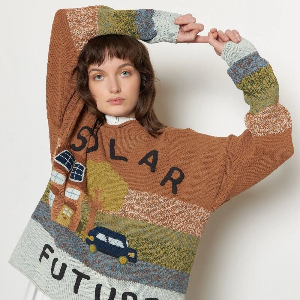 Story MFG Twinsun Rollneck Clay Solar Future Hand Knitted Sweater S - Picture 2 of 2